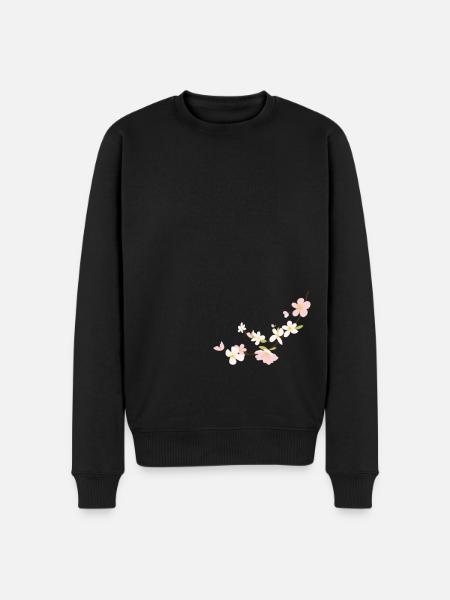 blumen - Männer Premium Bio Pullover - Schwarz