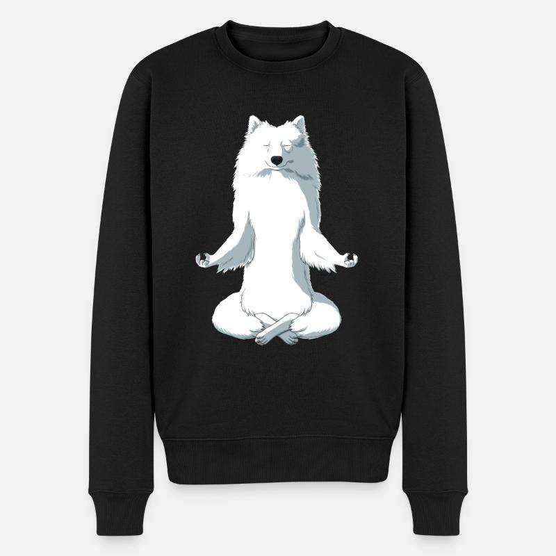 Meditierender JapanSpitz Hund - Männer Premium Bio Pullover - Schwarz