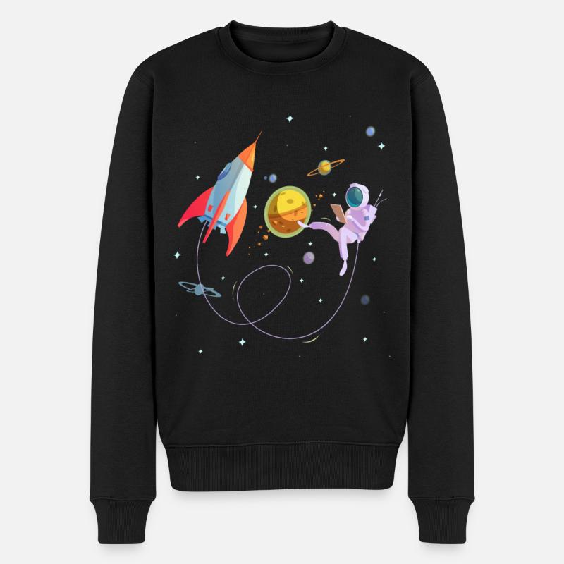 Rakete Weltraum Astronaut Raumfahrt - Männer Premium Bio Pullover - Schwarz