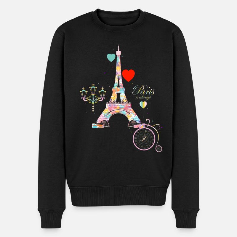 Ich liebe Paris Eiffelturm Franzosen - Männer Premium Bio Pullover - Schwarz