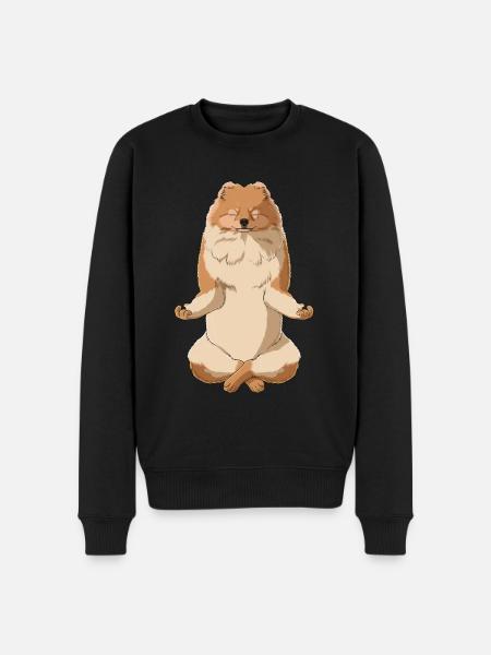 Meditating Pomeranian Dog - Men's Premium Organic Jumper - black
