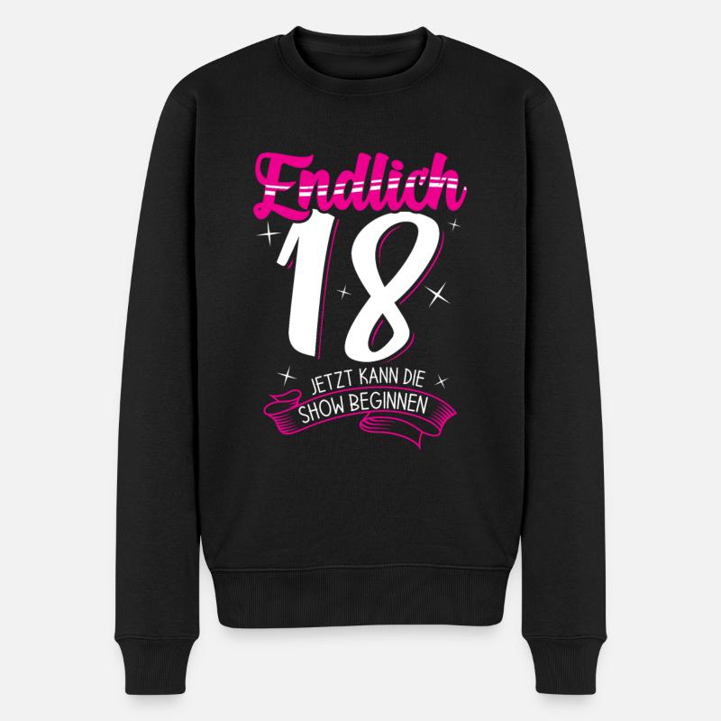 Endlich 18 Geburtstag Geschenk Mädchen - Männer Premium Bio Pullover - Schwarz