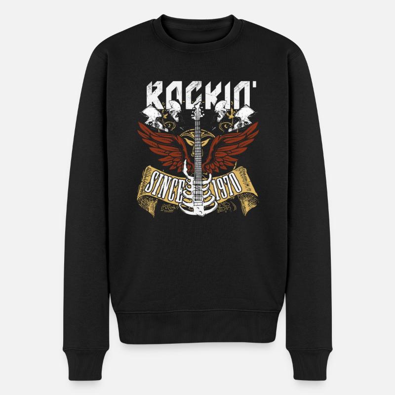 Rocking Since 1970 - Männer Premium Bio Pullover - Schwarz
