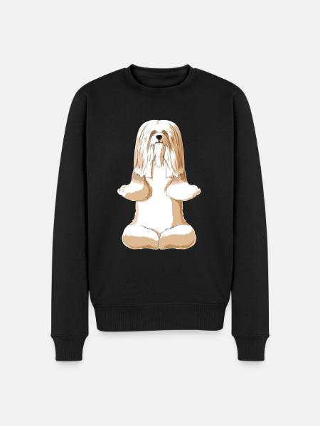 Meditating Lhasa Apso Dog - Men's Premium Organic Jumper - black