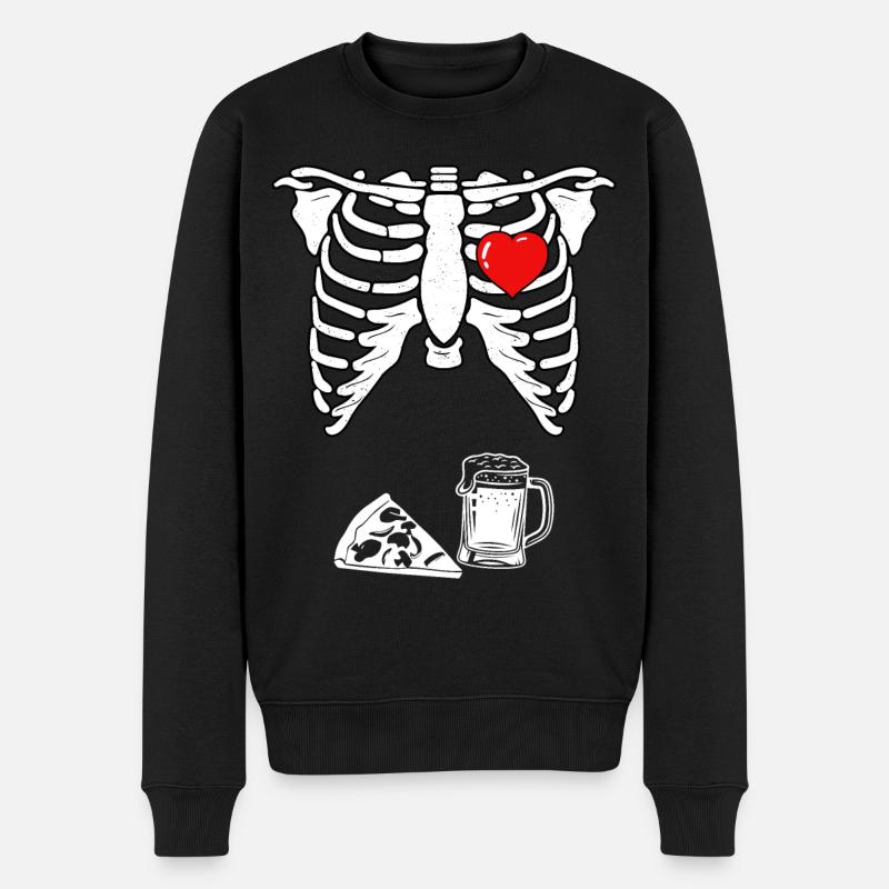 Squelette Grossesse Pizza Bière Xray - Pull Premium bio Homme - noir