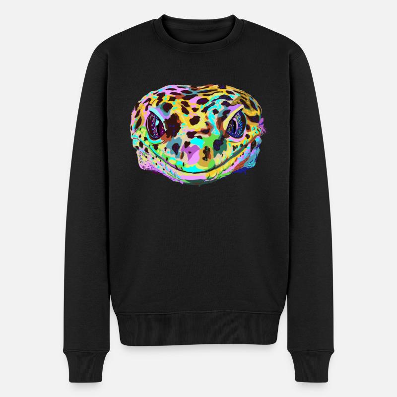 Leopard Gecko couleur - Pull Premium bio Homme - noir