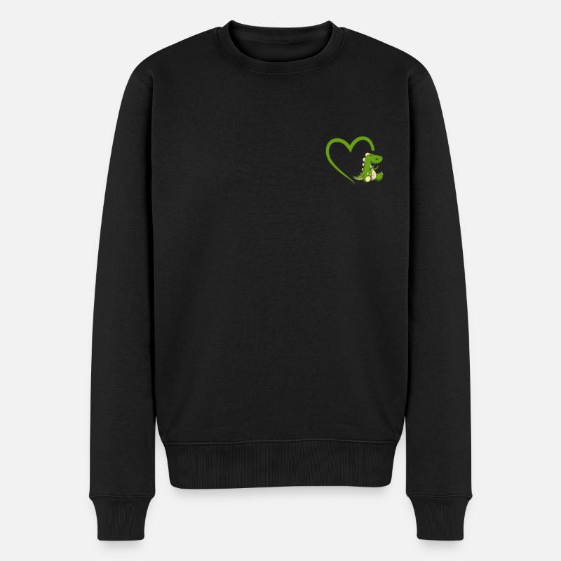 Dinosaurier Herz Dino Mittelfinger Geschenk - Männer Premium Bio Pullover - Schwarz