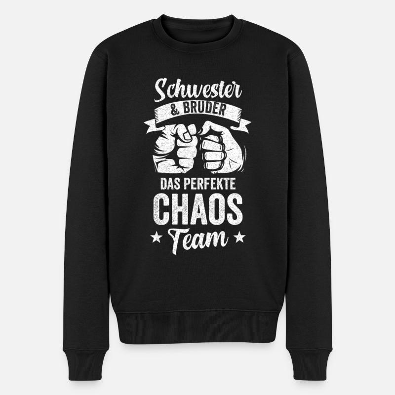 Schwester Und Bruder das perfekte Chaos Team Gesch - Männer Premium Bio Pullover - Schwarz