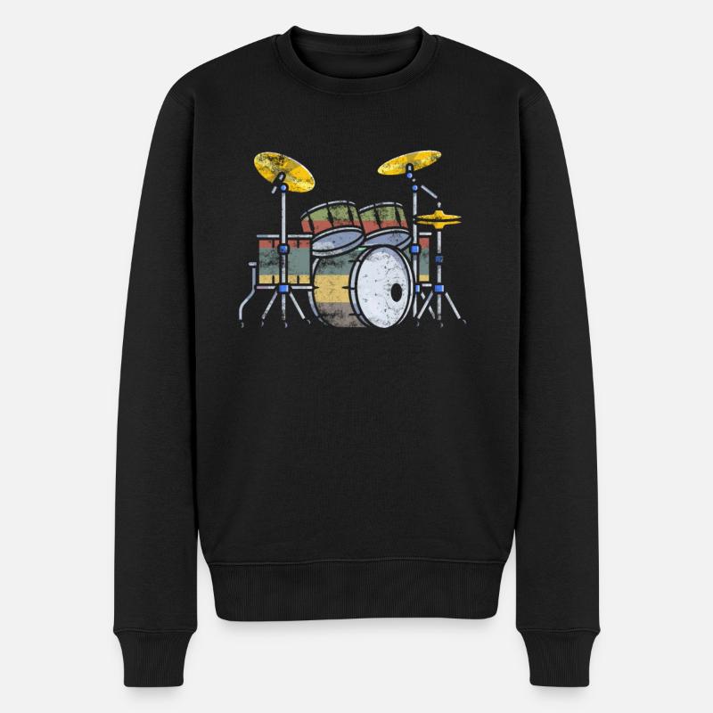 Schlagzeuger Schlagzeug Drummer Drum Sticks Musik - Männer Premium Bio Pullover - Schwarz