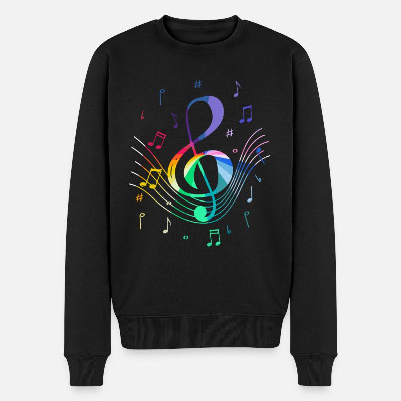 Clef avec des notes de musique colorées pour les musiciens - Pull Premium bio Homme - noir