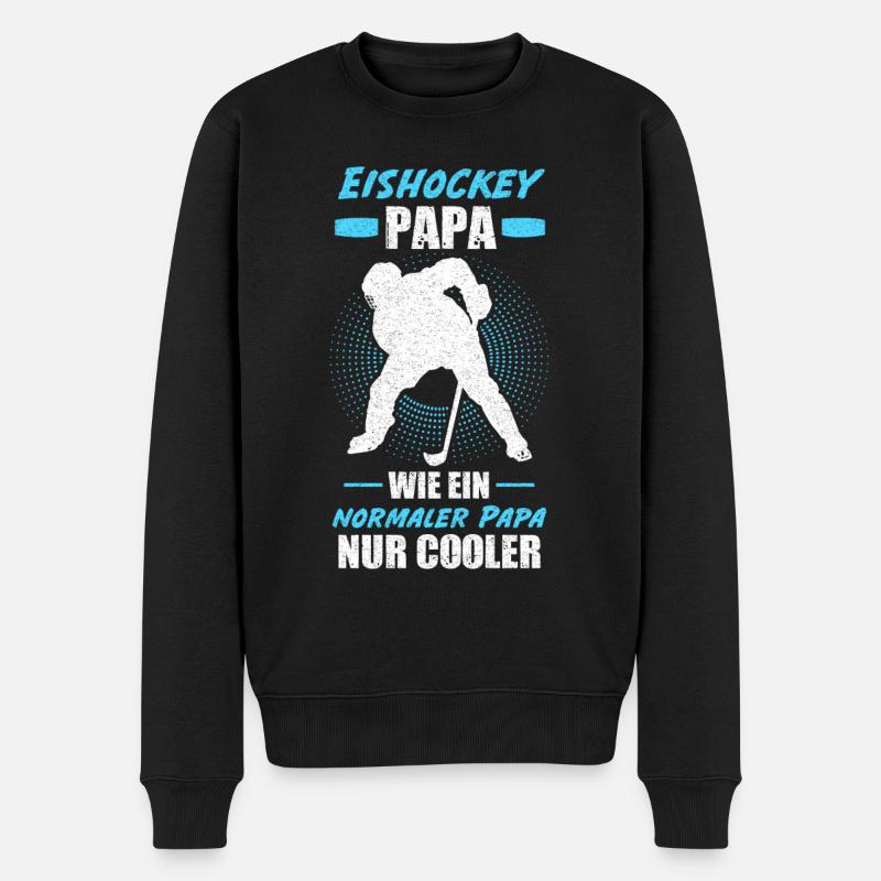 Eishockey Papa Eishockeyspieler Vater Vatertag Ges - Männer Premium Bio Pullover - Schwarz