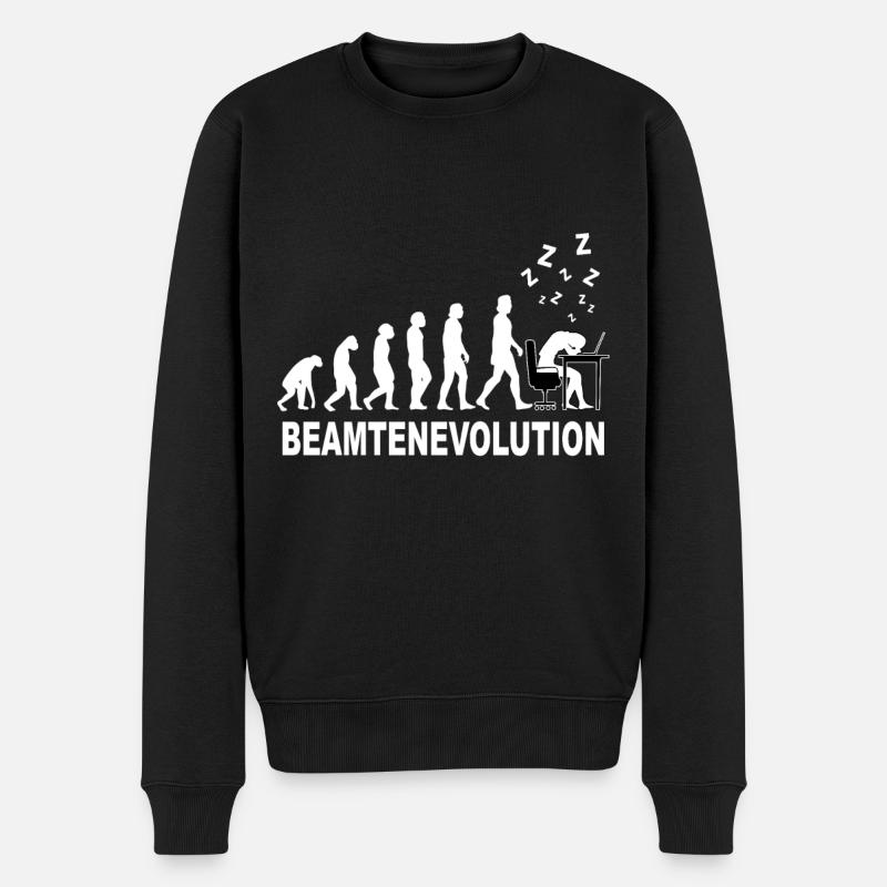 Evolution schlafen am Arbeitsplatz Beamter - Männer Premium Bio Pullover - Schwarz