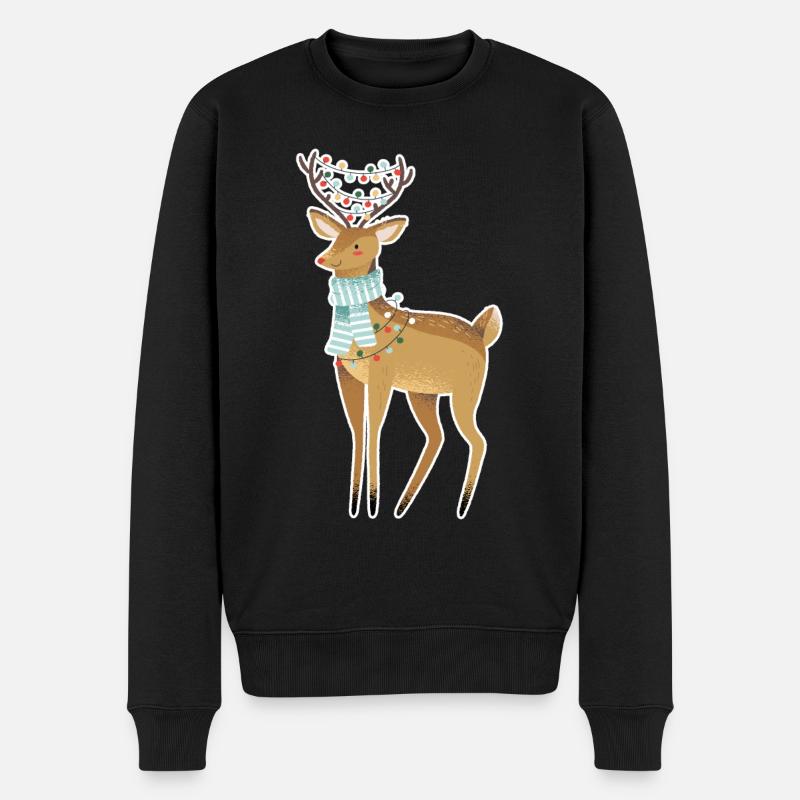 Noël cerf cerf cerf brun - Pull Premium bio Homme - noir