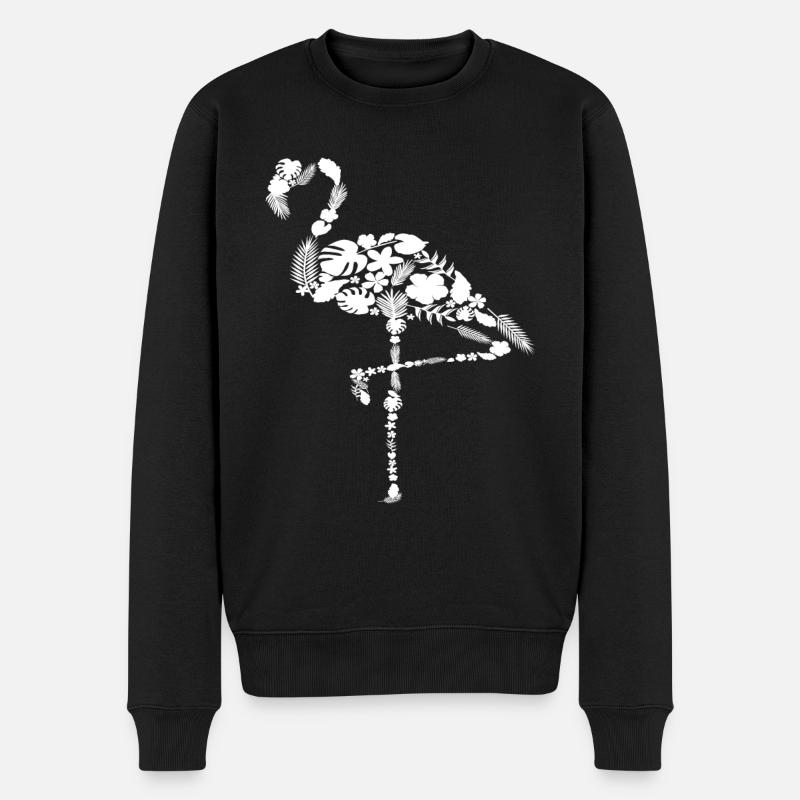 Flamingoblume Flamingo - Männer Premium Bio Pullover - Schwarz