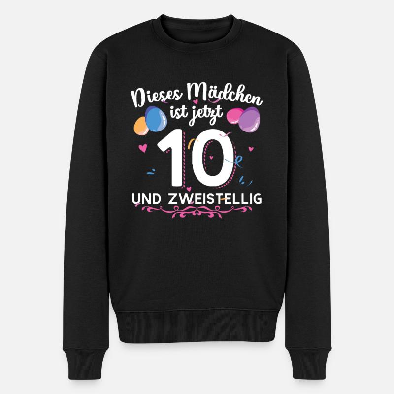 10 Geburtstag Mädchen Geschenk 10 Jahre - Männer Premium Bio Pullover - Schwarz
