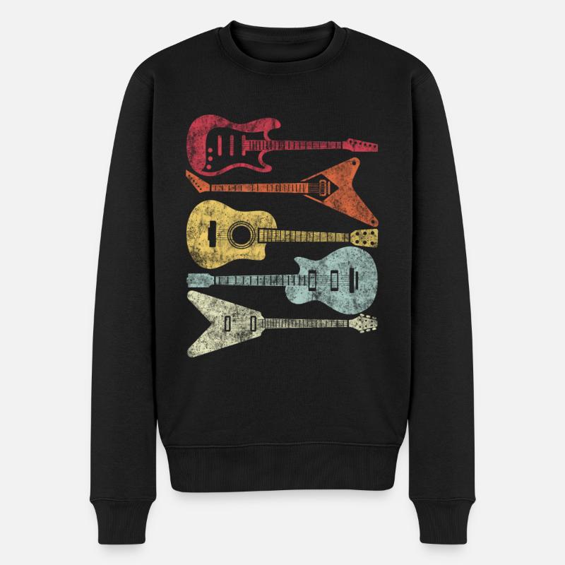 E-Gitarre Gitarren Für Gitarrist Retro Geschenk - Männer Premium Bio Pullover - Schwarz