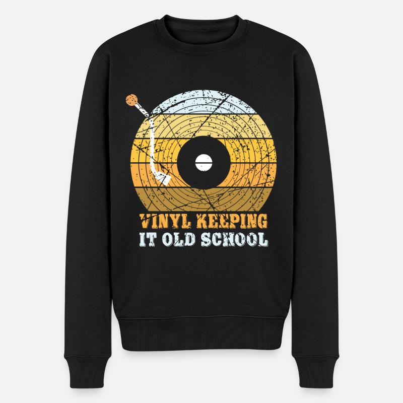 Platines vinyles LPs old school - Pull Premium bio Homme - noir