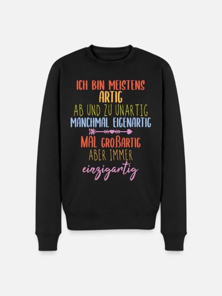 Einzigartig Spruch - Männer Premium Bio Pullover - Schwarz