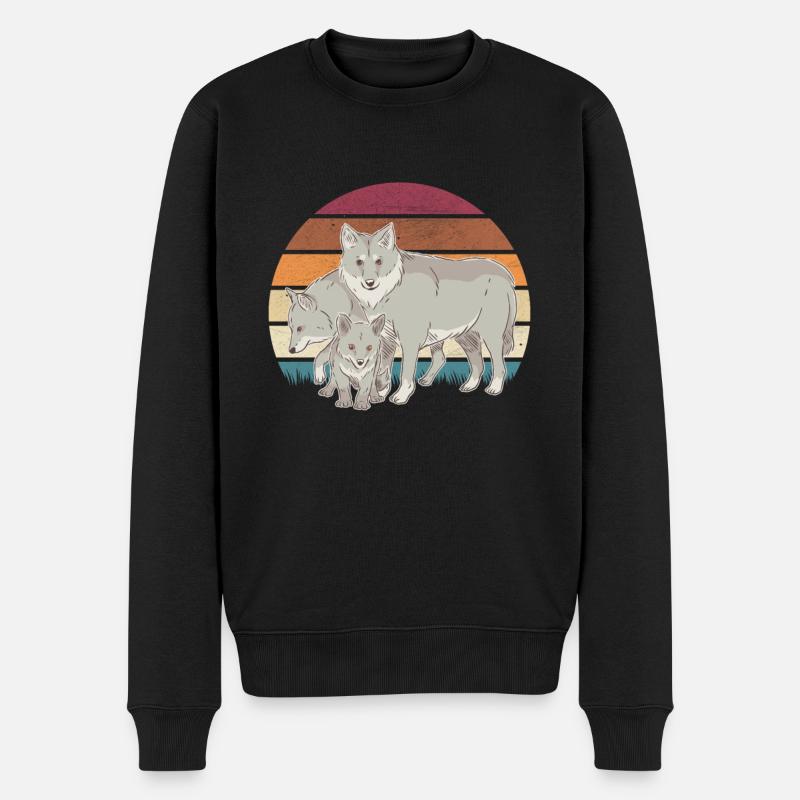 Wolfsrudel Wölfe Wolf - Männer Premium Bio Pullover - Schwarz