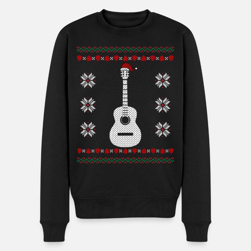 Guitar Ugly Christmas - Männer Premium Bio Pullover - Schwarz