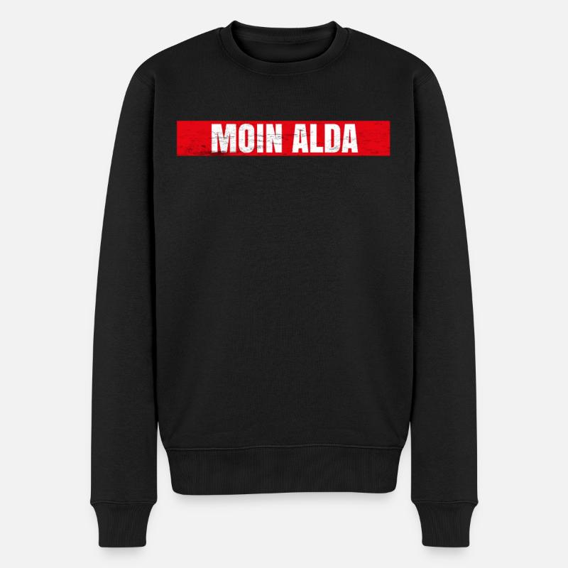 Moin Alda Ostfriesland Norddeutsch Platzwart - Männer Premium Bio Pullover - Schwarz
