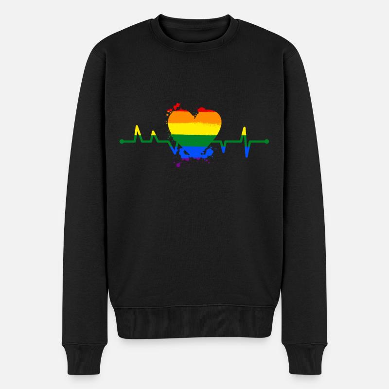 Tolérance du cœur arc-en-ciel - Pull Premium bio Homme - noir