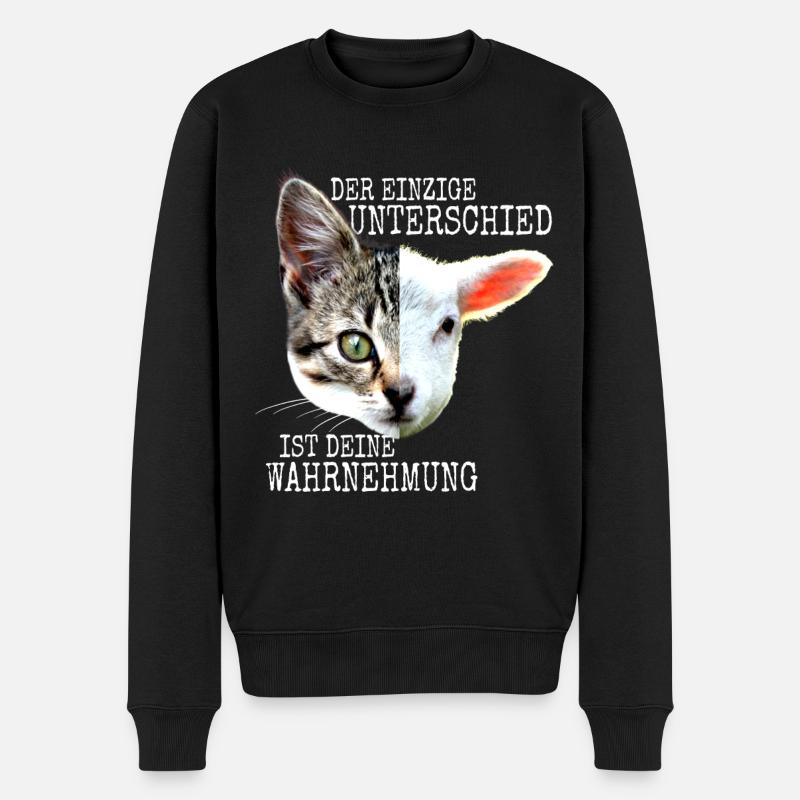 Der Unterschied Ist Deine Wahrnehmung Vegan Katzen - Männer Premium Bio Pullover - Schwarz