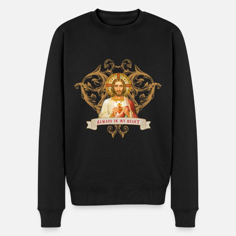 Jesus Christus, Christen-Liebe, Glaube - Männer Premium Bio Pullover - Schwarz