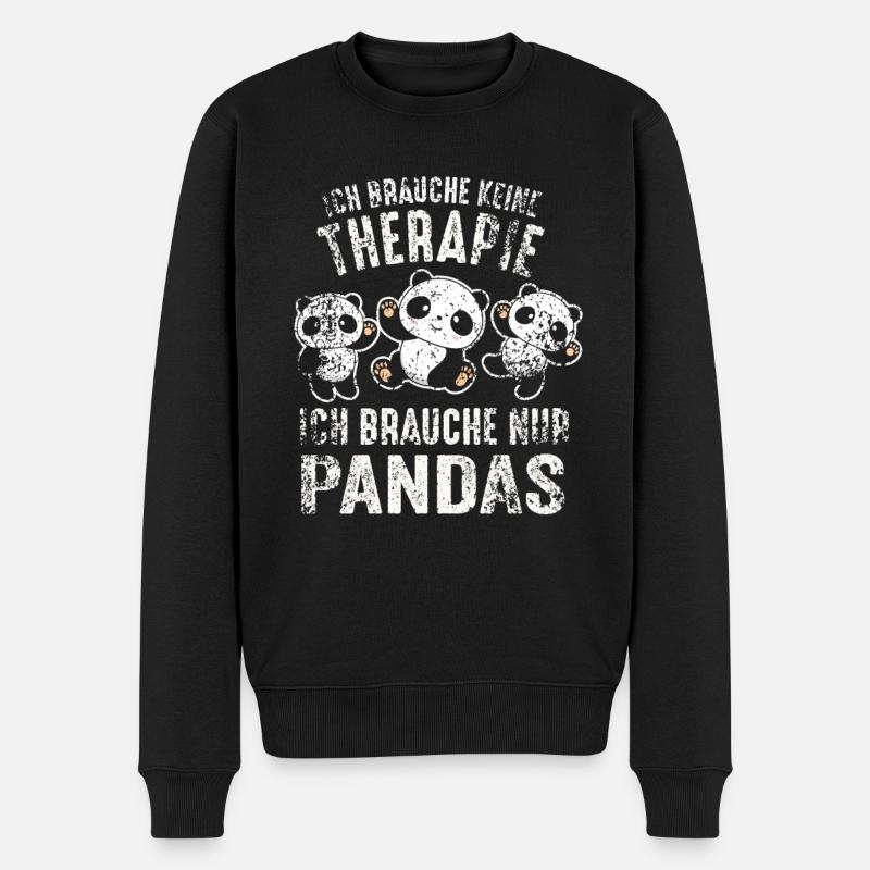 Panda Therapie Pandabär Geschenk - Männer Premium Bio Pullover - Schwarz