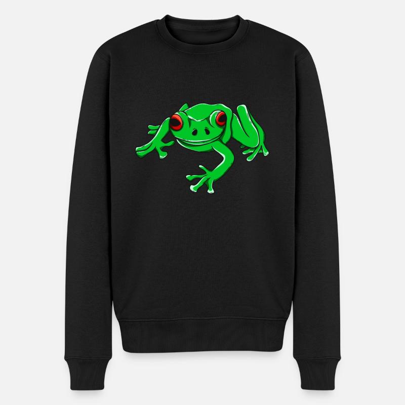 Arbre de grenouille vert illustration Amphibie - Pull Premium bio Homme - noir