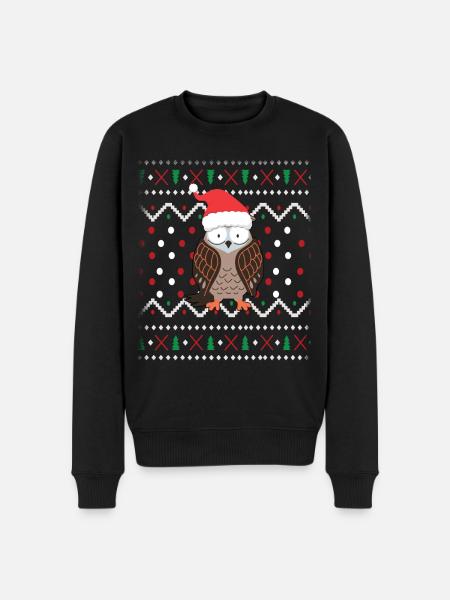 Eule Ugly Christmas - Männer Premium Bio Pullover - Schwarz