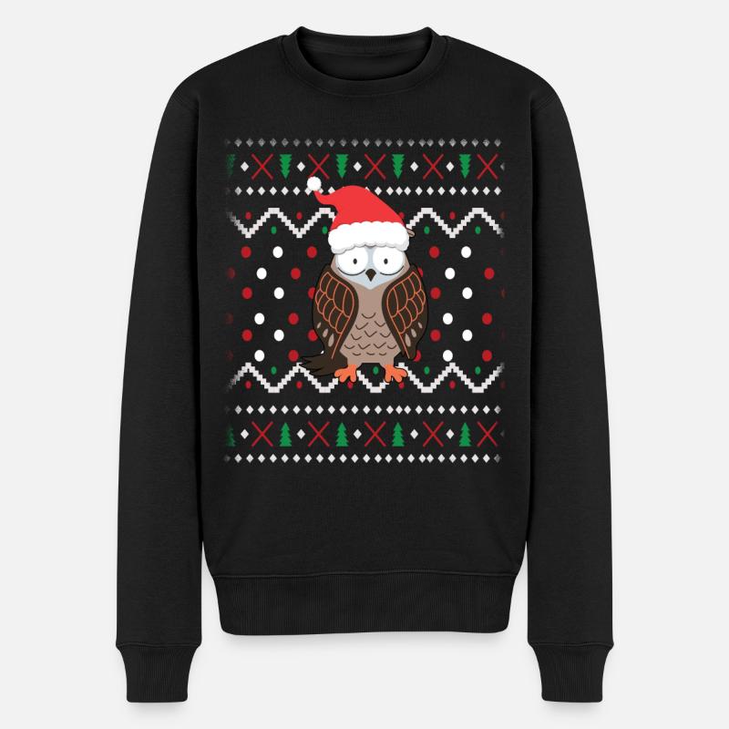 Eule Ugly Christmas - Männer Premium Bio Pullover - Schwarz