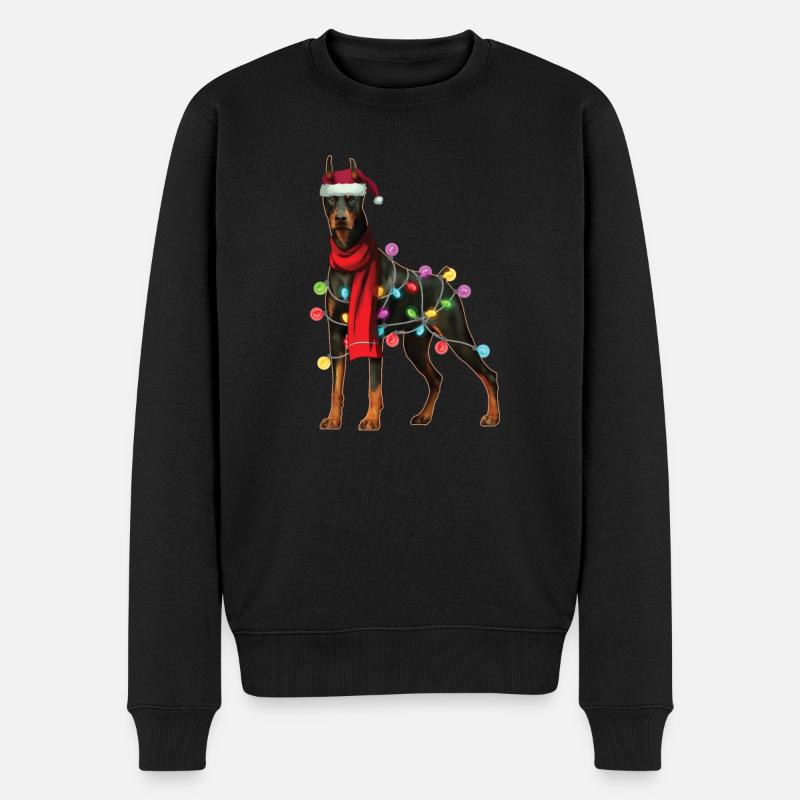 Weihnachts-Weihnachts-Weihnachtsgeschenk des Weihnachtsmann-Dobermann-Hundes - Männer Premium Bio Pullover - Schwarz