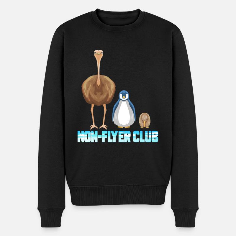 Non Flyer Club - Vogel Strauß Pinguin Kiwi Vogel - Männer Premium Bio Pullover - Schwarz