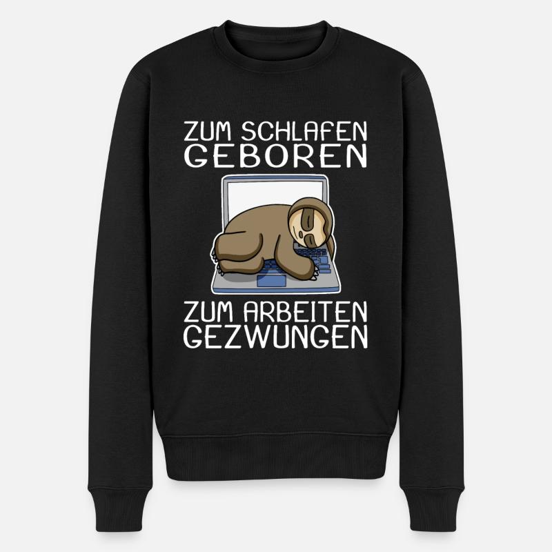 Büro Spruch lustig Faultier Laptop - Männer Premium Bio Pullover - Schwarz