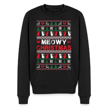 Meowy Christmas Katzen Weihnachten - Männer Premium Bio Pullover - Schwarz - Vorne - Nico (187cm)
