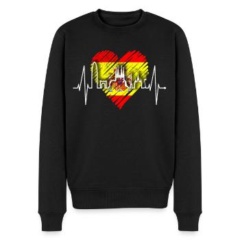 Barcelone skyline battement de coeur drapeau Sagrada Familia - Pull Premium bio Homme - noir - Devant - Nico (187cm)