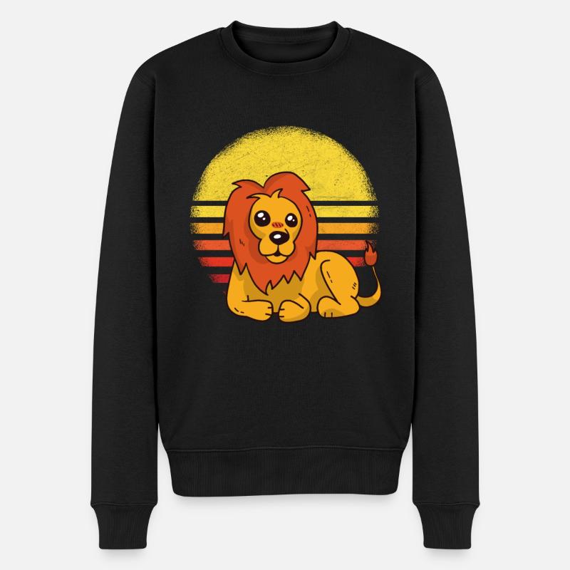 Löwe Lustig - Männer Premium Bio Pullover - Schwarz
