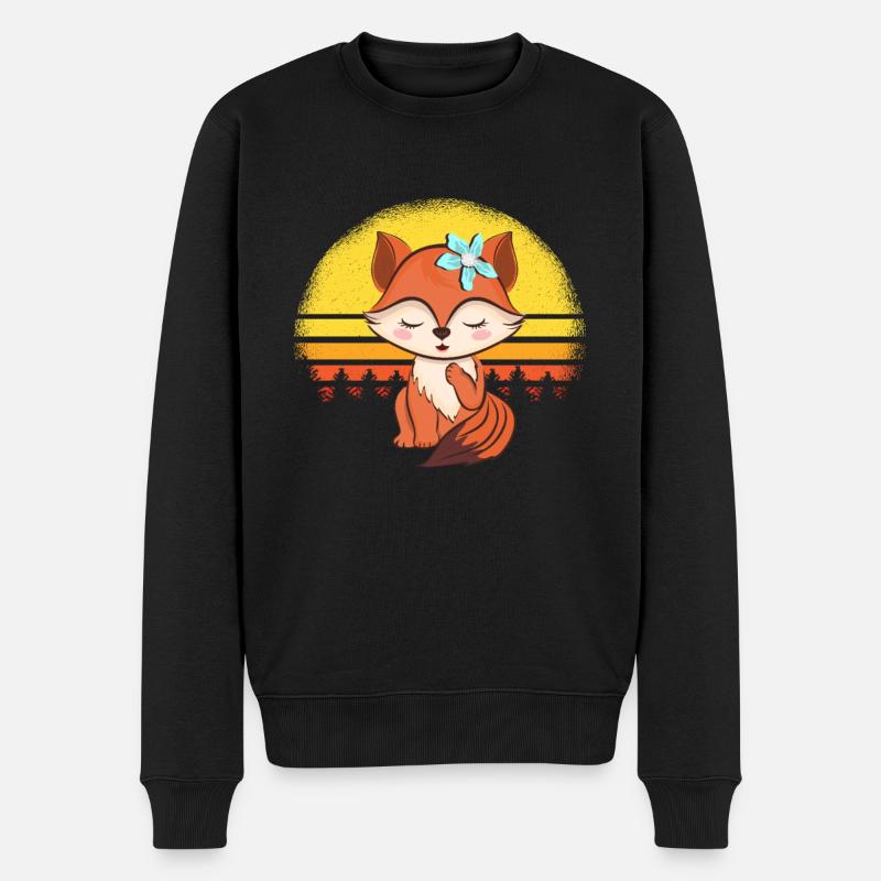 Süßer Fuchs Kinder - Männer Premium Bio Pullover - Schwarz