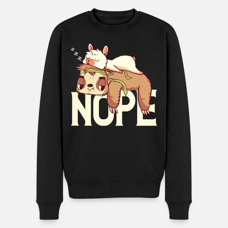 Faultier Lama beim Chillen - Männer Premium Bio Pullover - Schwarz