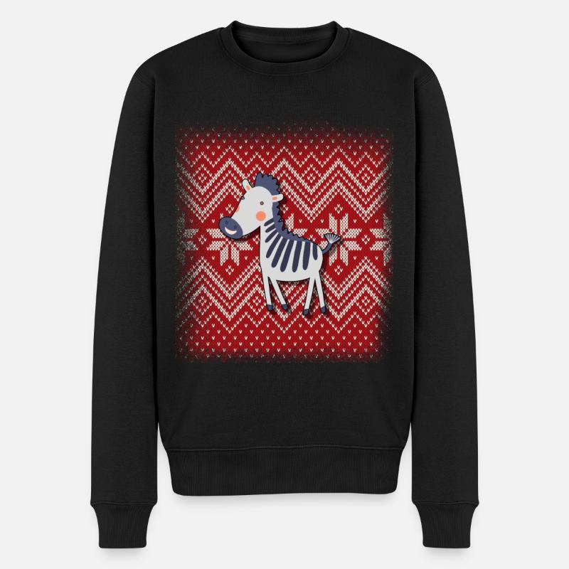 Zebra Weihnachten - Männer Premium Bio Pullover - Schwarz