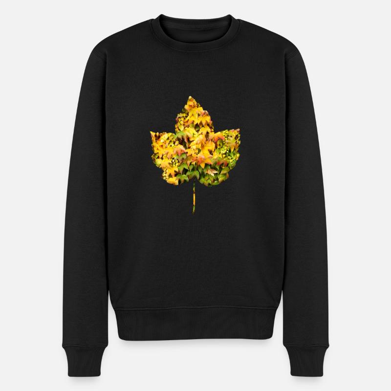 Laubblatt gefüllt mit Laub Herbst simpel, schön - Männer Premium Bio Pullover - Schwarz