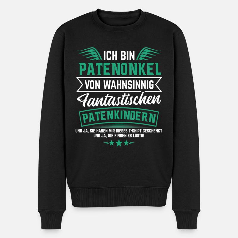 Patenonkel Geschenk Taufpate Geburtstag Onkel Pate - Männer Premium Bio Pullover - Schwarz