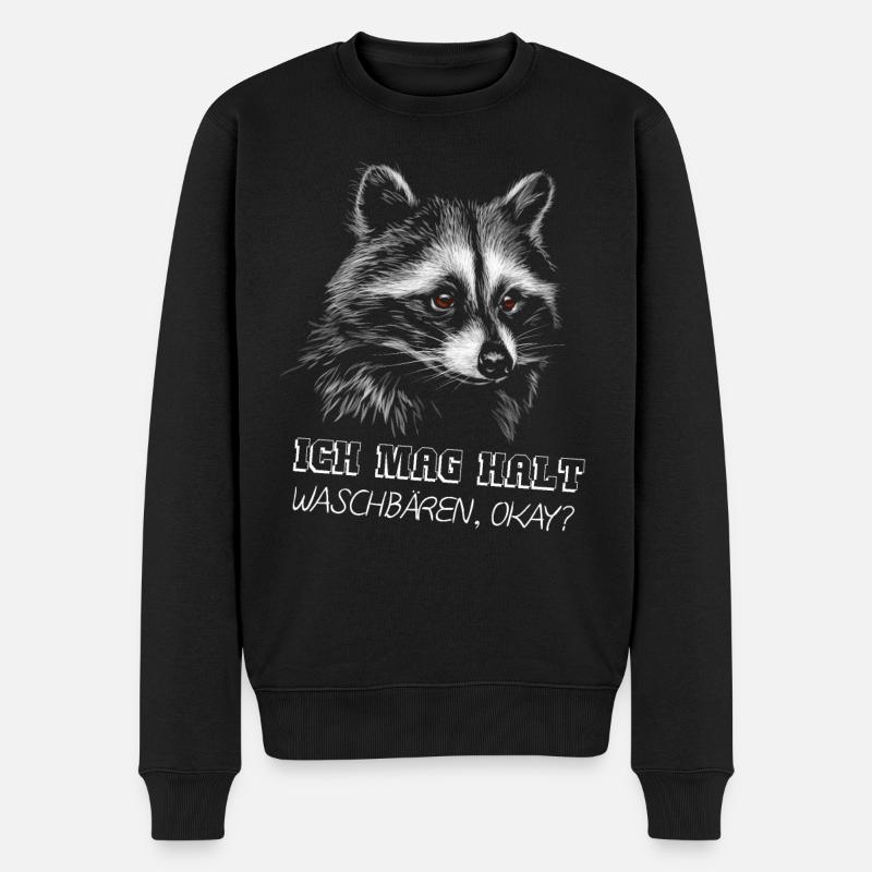 Ich mag halt Waschbären Geschenk Waschbär Bild - Männer Premium Bio Pullover - Schwarz