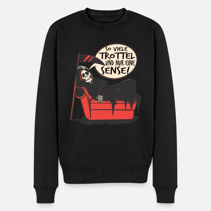 So viele Idioten und nur eine Sense Trottel - Männer Premium Bio Pullover - Schwarz