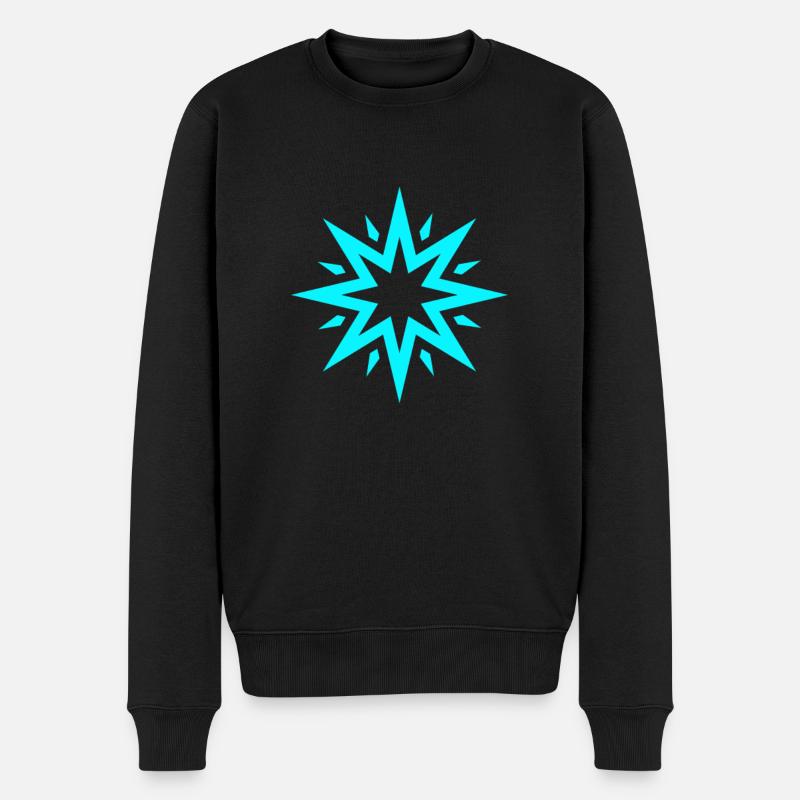 Türkiser Stern | Blau - Männer Premium Bio Pullover - Schwarz