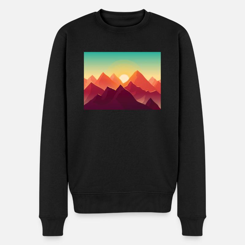 Berge - Sonnenaufgang - Männer Premium Bio Pullover - Schwarz