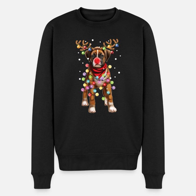 Noël Boxer Dog - Cadeau de chiot de vacances drôle - Pull Premium bio Homme - noir
