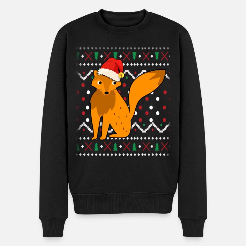 Fuchs Ugly Christmas - Männer Premium Bio Pullover - Schwarz