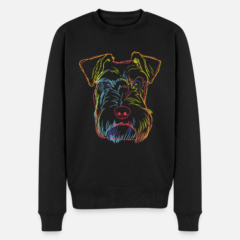 Bunte Schnauzer Hund - Männer Premium Bio Pullover - Schwarz